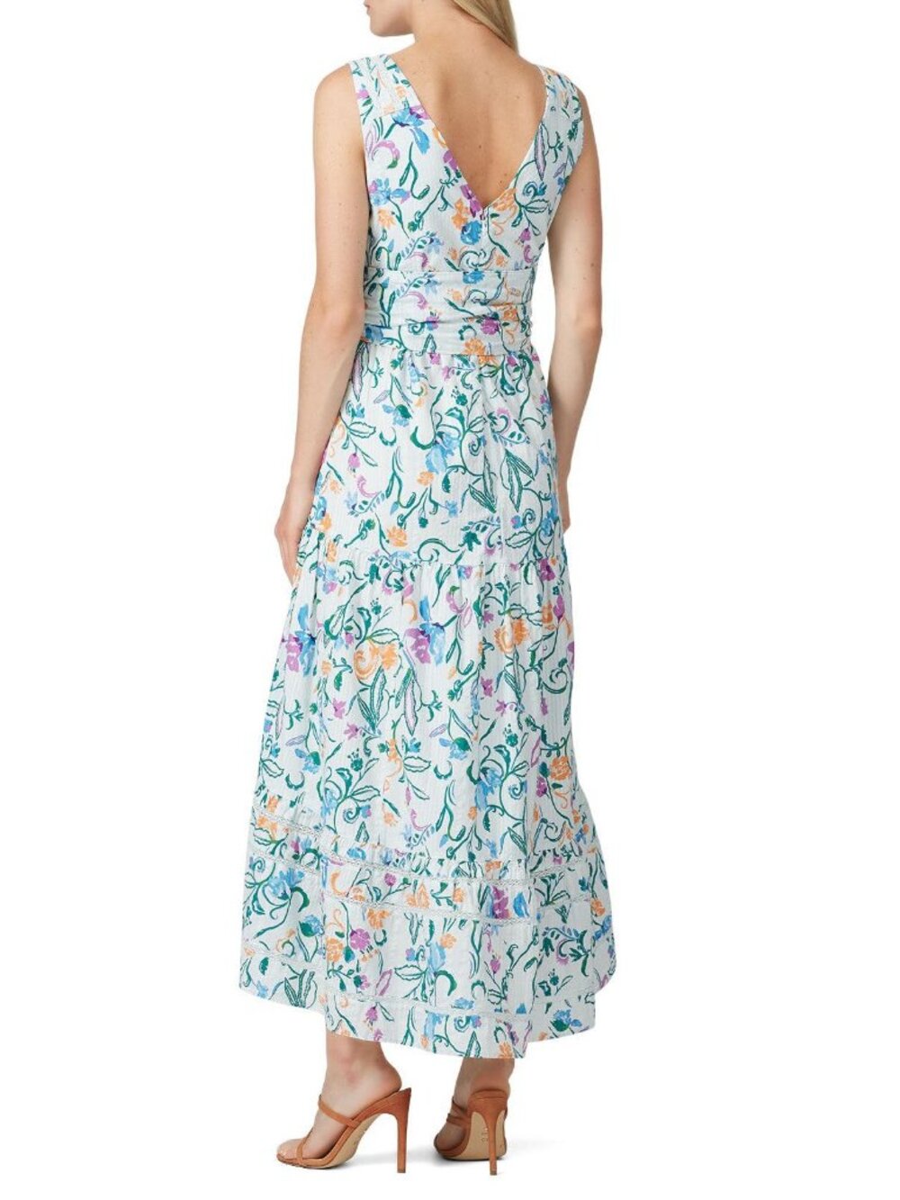 Tanya Taylor Neves White Floral Printed Sleeveless Maxi Dress Women's Size 4 - Picture 3 of 13